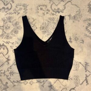 Quince 100% Cashmere Cropped Tank Top Cami Black Size Medium. EUC.